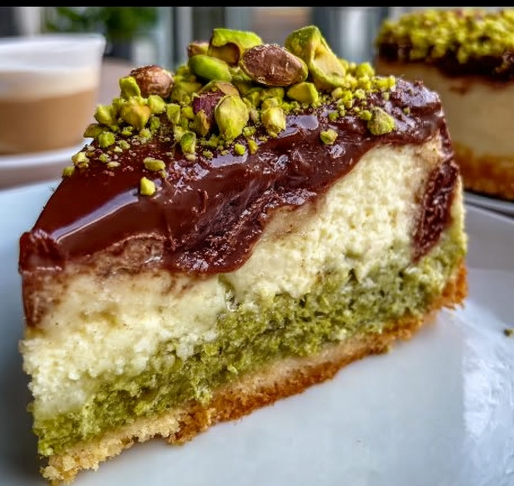 Sernik Dubajski z Pistacjową Masą i Czekoladą